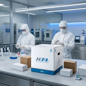 NERA D Series Protein & Enzyme Deep-Frozen Cold Chain Box Parcel Dry Ice Cooling -80°C to -60°C for Biopharma Research Logistics